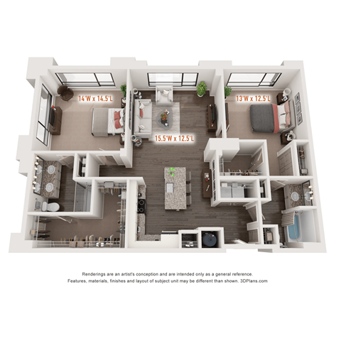 2 bed 2 bath B at The Augustan, Georgia, 30901